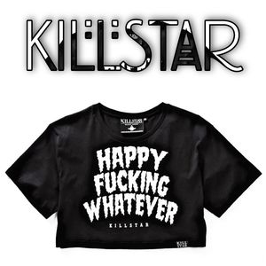 KILLSTAR | Happy Fu€king Whatever Black Crop Top